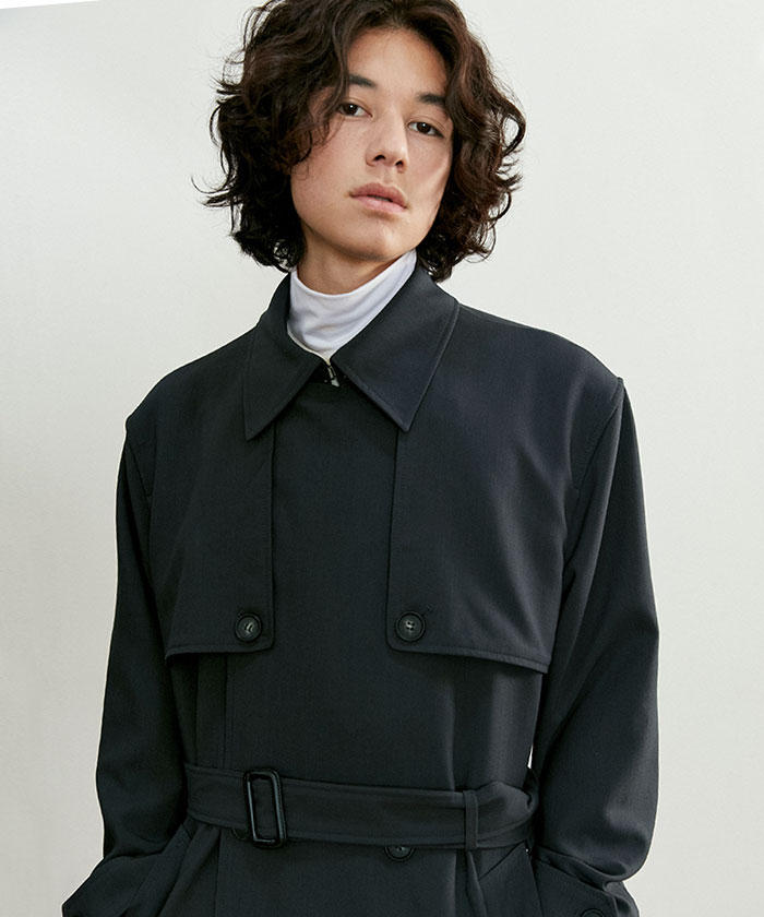 COMFORTABLE TRENCH COAT[CHARCOAL]